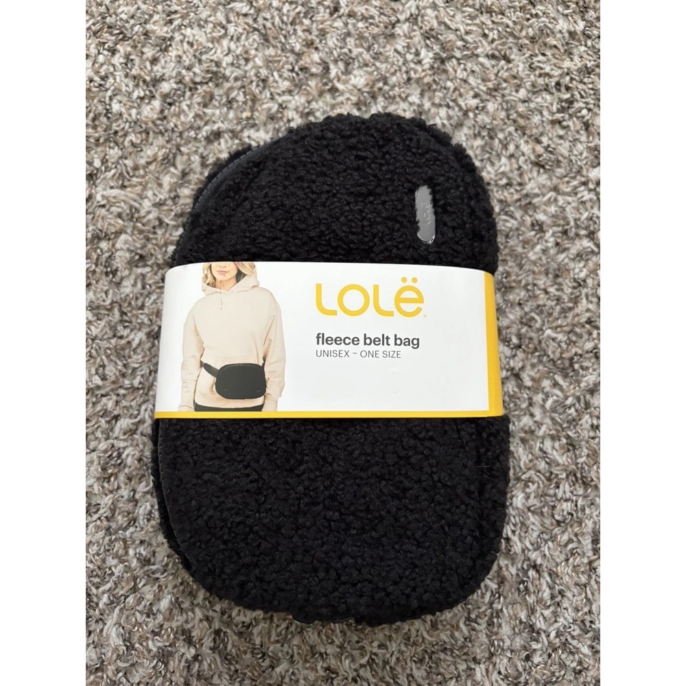 LOLE Unisex Belt Bag Black Crossbody Fanny Pack Hiking NWT New Black Sherpa